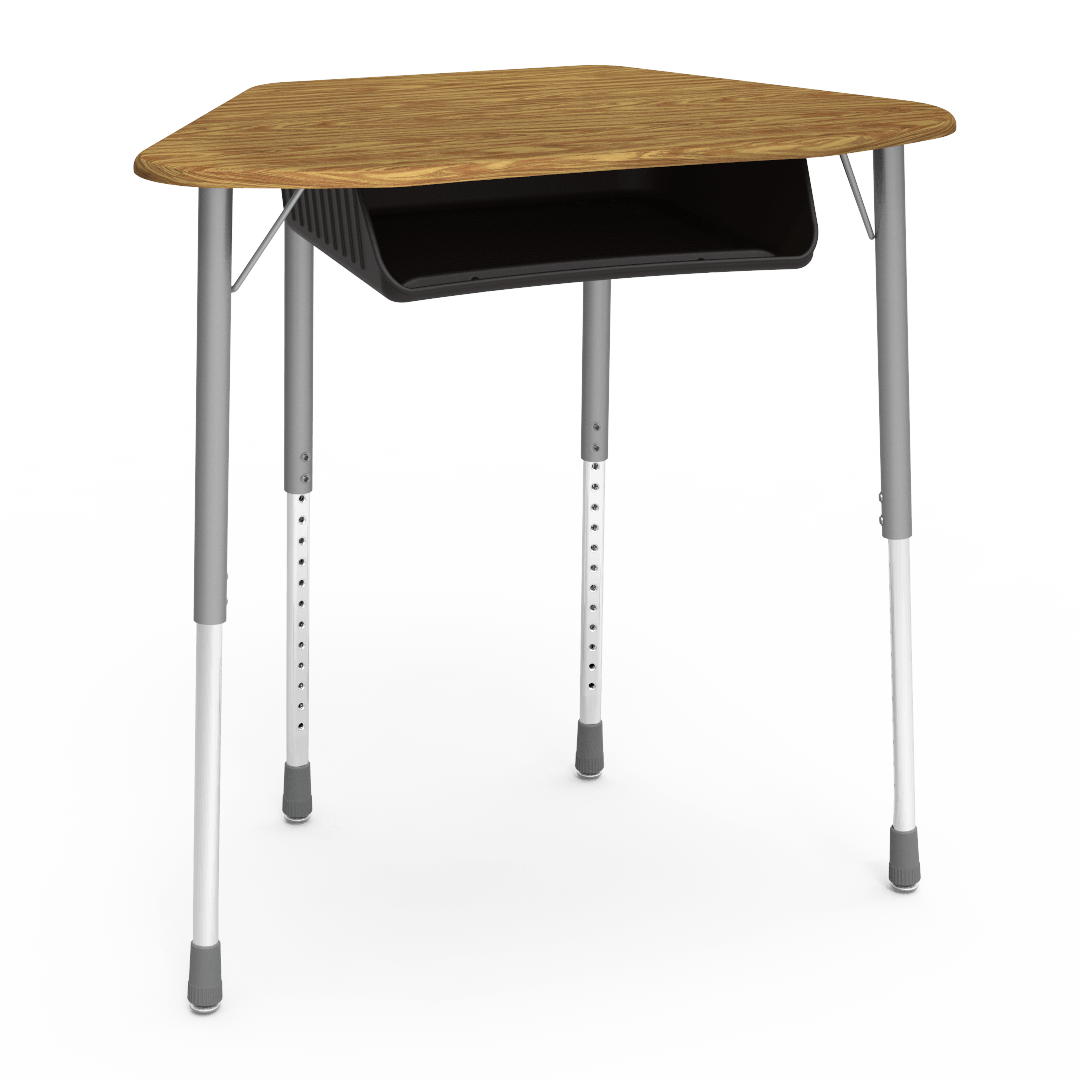 Virco ZUMA Series Hexagon Desk with Book Box 33"W x 21"D x 22"-34"H (DESK-ZHEXBOXM)