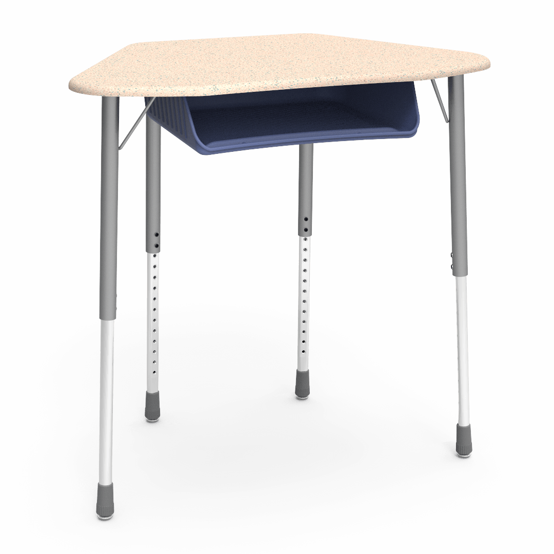 Virco ZUMA Series Hexagon Desk with Book Box 33"W x 21"D x 22"-34"H (DESK-ZHEXBOXM)