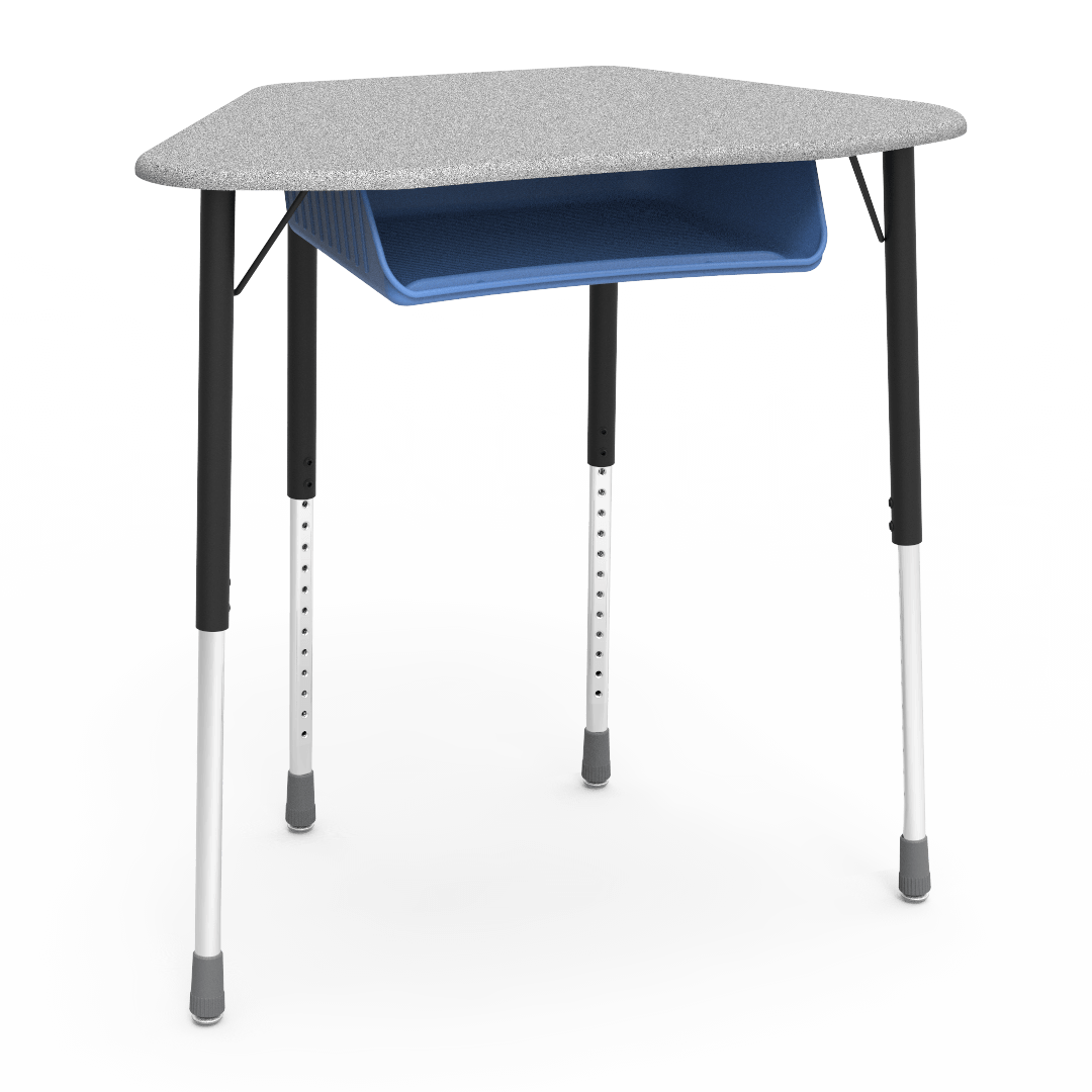 Virco ZUMA Series Hexagon Desk with Book Box 33"W x 21"D x 22"-34"H (DESK-ZHEXBOXM)