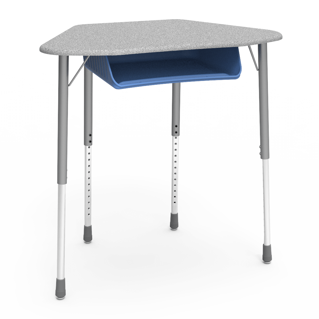 Virco ZUMA Series Hexagon Desk with Book Box 33"W x 21"D x 22"-34"H (DESK-ZHEXBOXM)