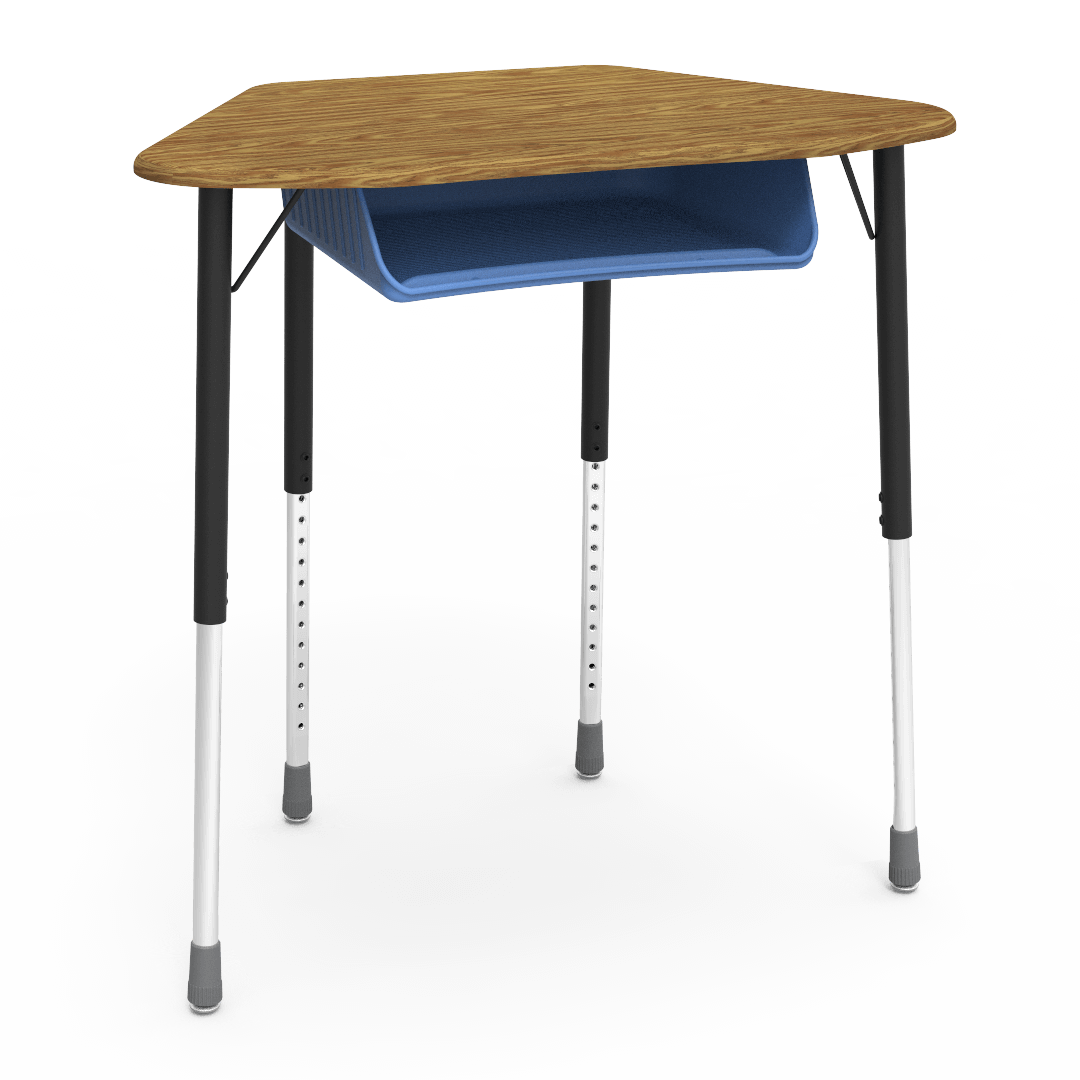 Virco ZUMA Series Hexagon Desk with Book Box 33"W x 21"D x 22"-34"H (DESK-ZHEXBOXM)