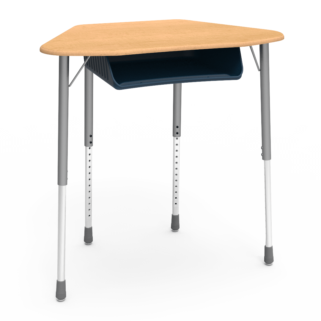 Virco ZUMA Series Hexagon Desk with Book Box 33"W x 21"D x 22"-34"H (DESK-ZHEXBOXM)