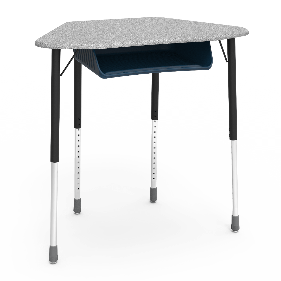 Virco ZUMA Series Hexagon Desk with Book Box 33"W x 21"D x 22"-34"H (DESK-ZHEXBOXM)