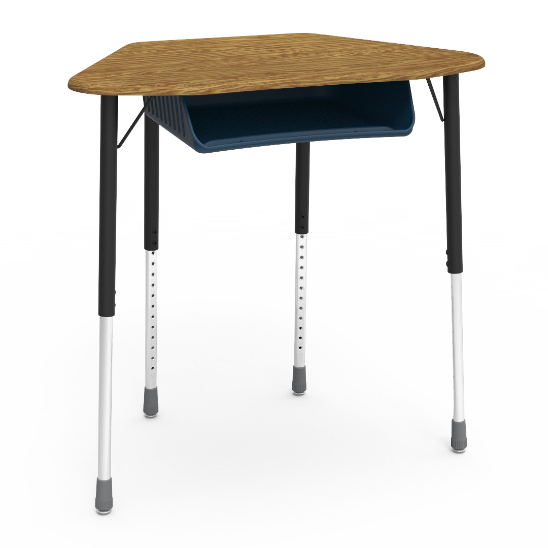 Virco ZUMA Series Hexagon Desk with Book Box 33"W x 21"D x 22"-34"H (DESK-ZHEXBOXM)