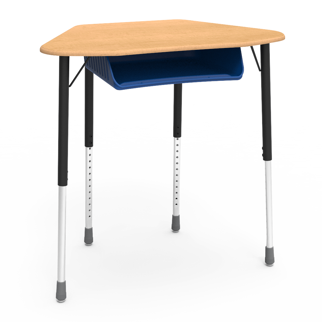 Virco ZUMA Series Hexagon Desk with Book Box 33"W x 21"D x 22"-34"H (DESK-ZHEXBOXM)