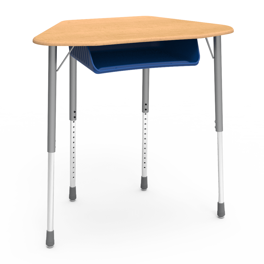 Virco ZUMA Series Hexagon Desk with Book Box 33"W x 21"D x 22"-34"H (DESK-ZHEXBOXM)