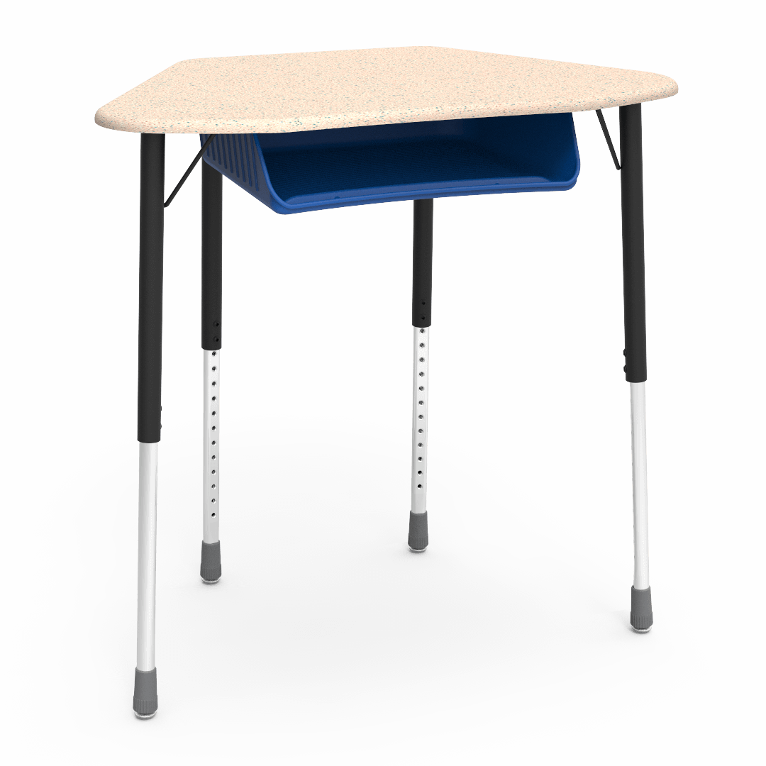 Virco ZUMA Series Hexagon Desk with Book Box 33"W x 21"D x 22"-34"H (DESK-ZHEXBOXM)