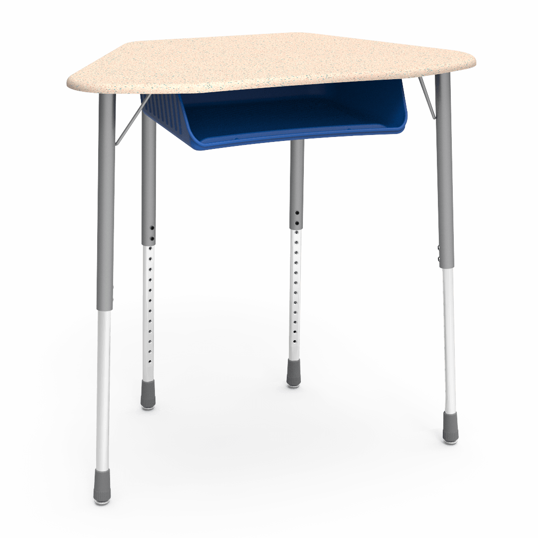 Virco ZUMA Series Hexagon Desk with Book Box 33"W x 21"D x 22"-34"H (DESK-ZHEXBOXM)
