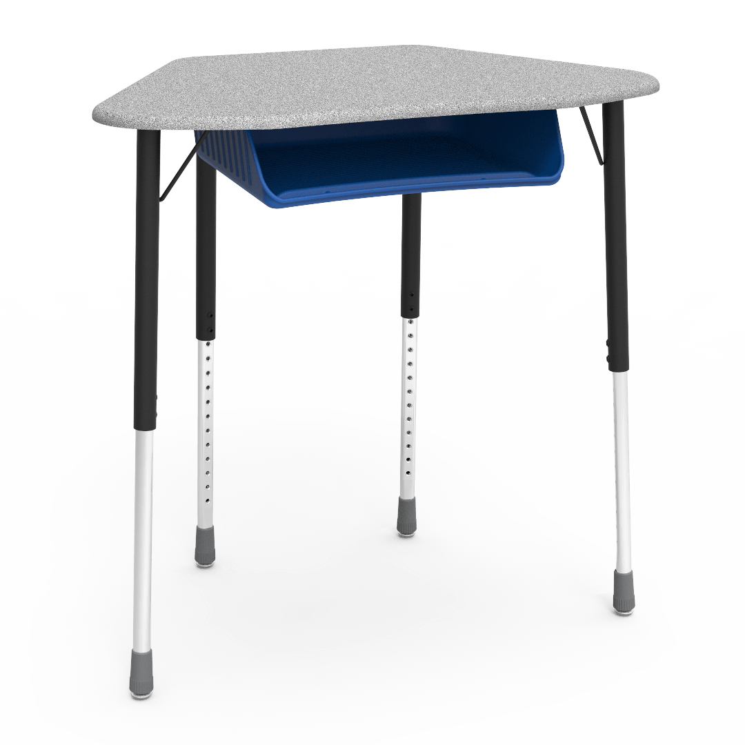 Virco ZUMA Series Hexagon Desk with Book Box 33"W x 21"D x 22"-34"H (DESK-ZHEXBOXM)