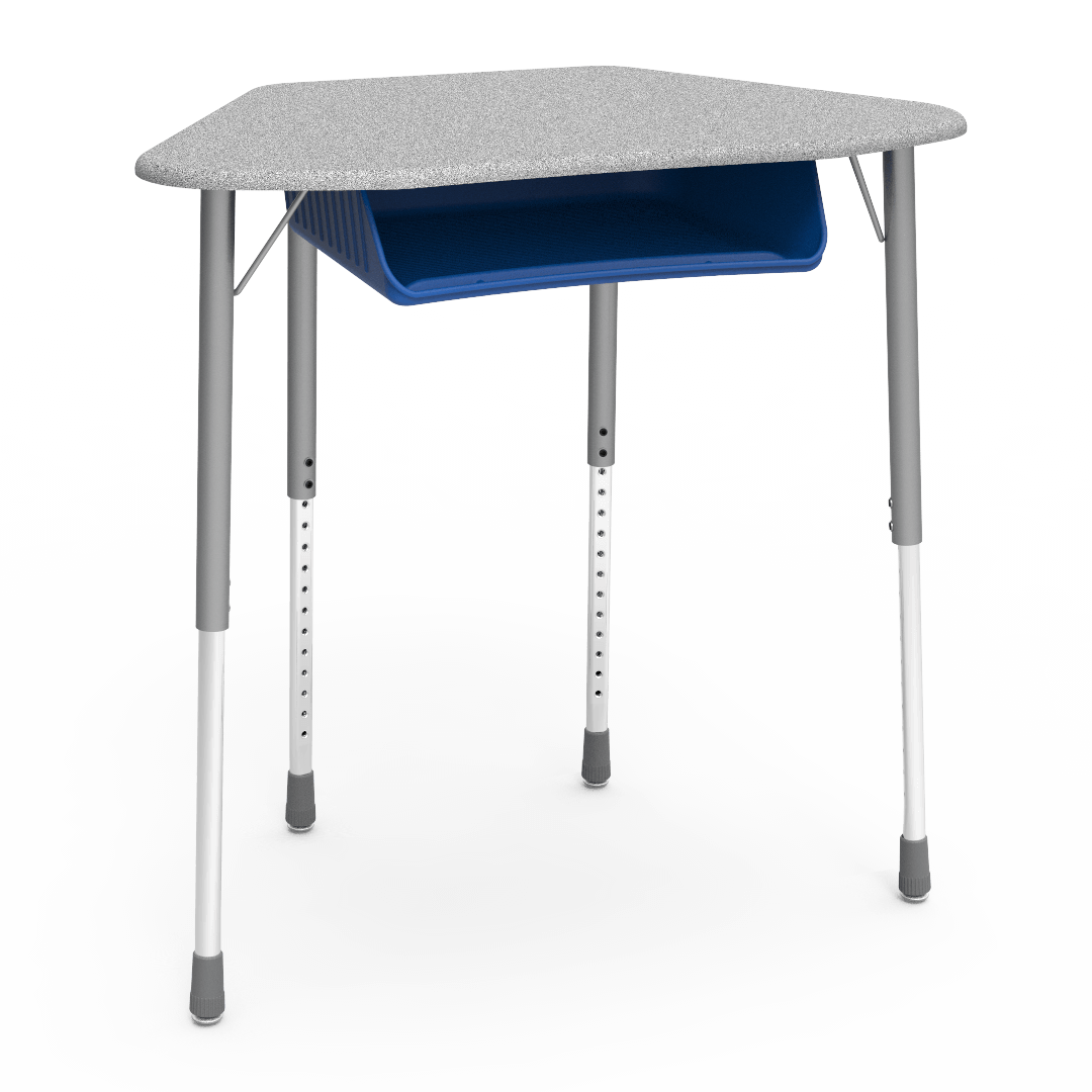 Virco ZUMA Series Hexagon Desk with Book Box 33"W x 21"D x 22"-34"H (DESK-ZHEXBOXM)