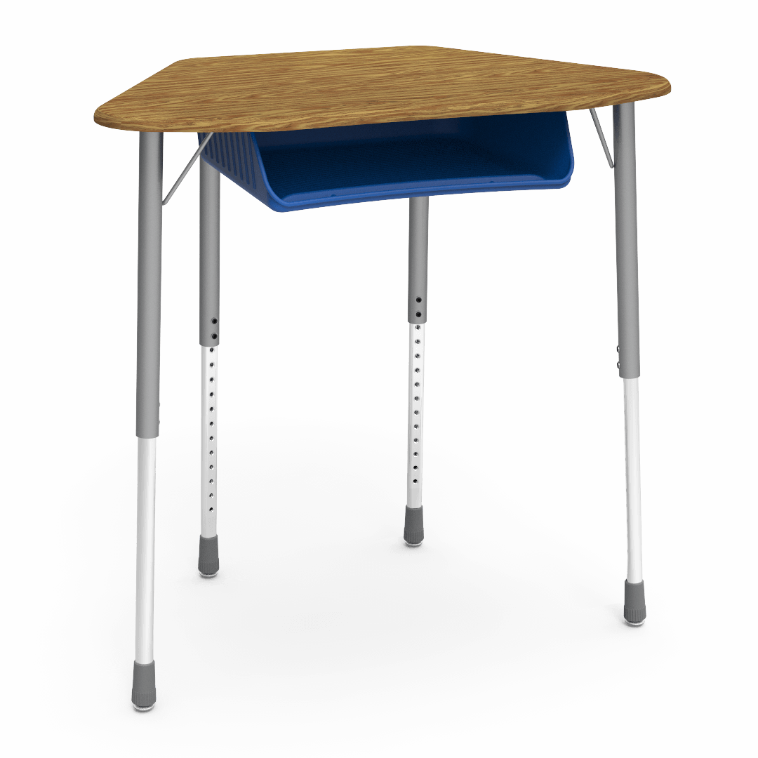 Virco ZUMA Series Hexagon Desk with Book Box 33"W x 21"D x 22"-34"H (DESK-ZHEXBOXM)