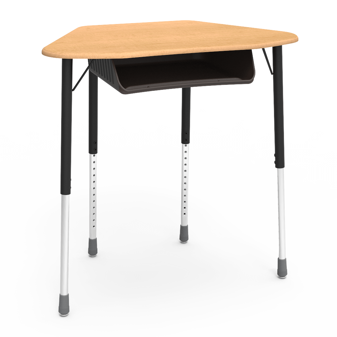 Virco ZUMA Series Hexagon Desk with Book Box 33"W x 21"D x 22"-34"H (DESK-ZHEXBOXM)