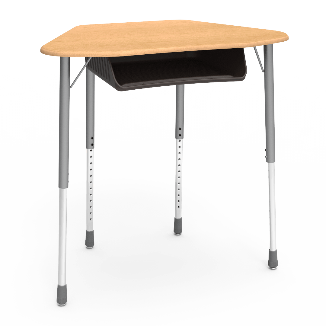 Virco ZUMA Series Hexagon Desk with Book Box 33"W x 21"D x 22"-34"H (DESK-ZHEXBOXM)