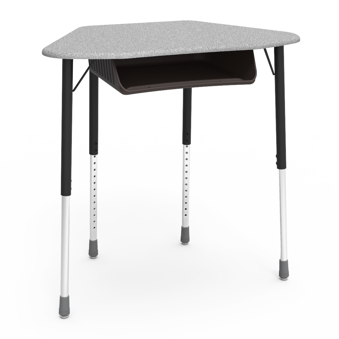 Virco ZUMA Series Hexagon Desk with Book Box 33"W x 21"D x 22"-34"H (DESK-ZHEXBOXM)