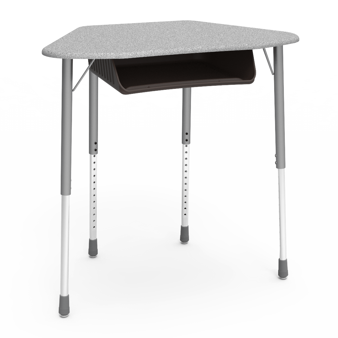 Virco ZUMA Series Hexagon Desk with Book Box 33"W x 21"D x 22"-34"H (DESK-ZHEXBOXM)
