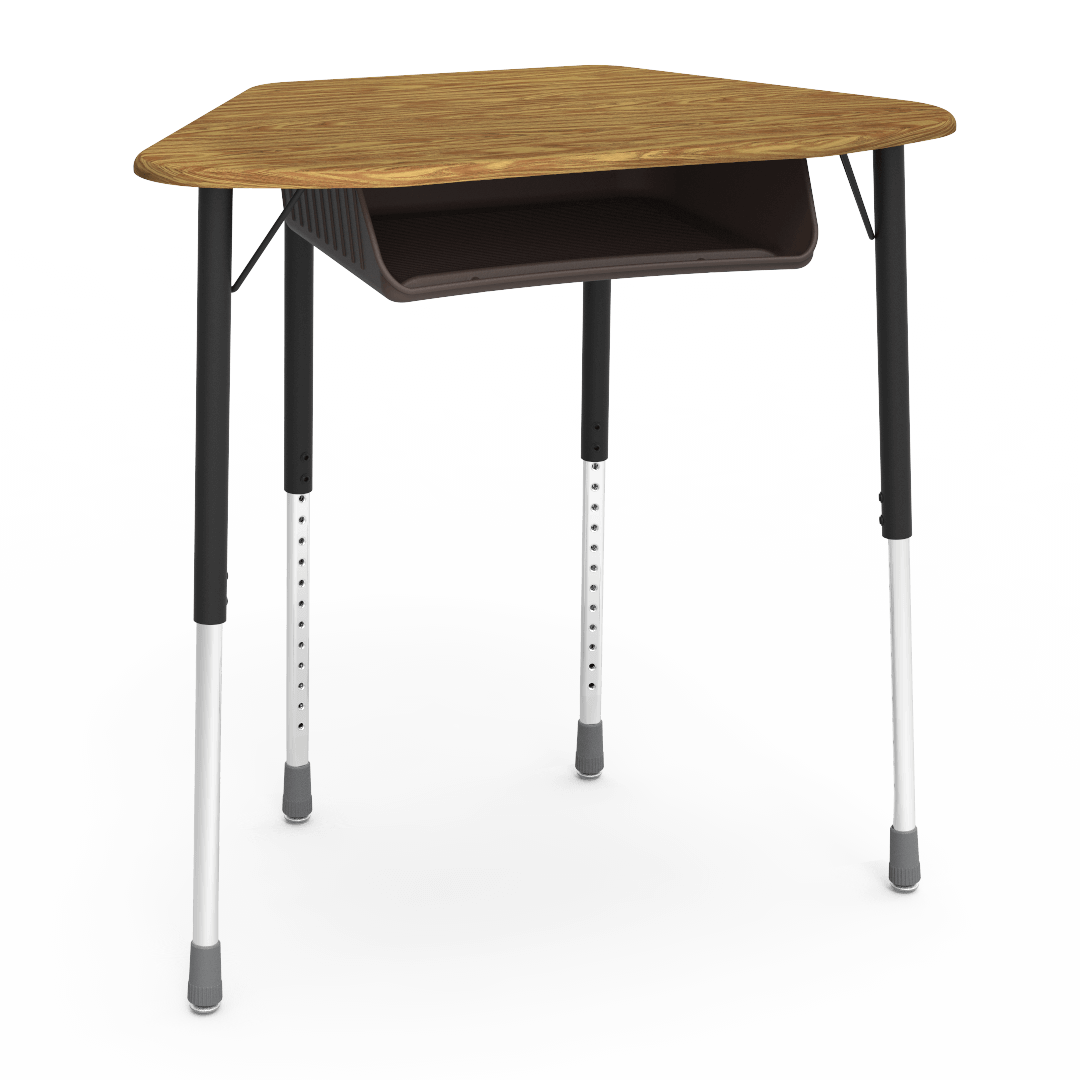 Virco ZUMA Series Hexagon Desk with Book Box 33"W x 21"D x 22"-34"H (DESK-ZHEXBOXM)