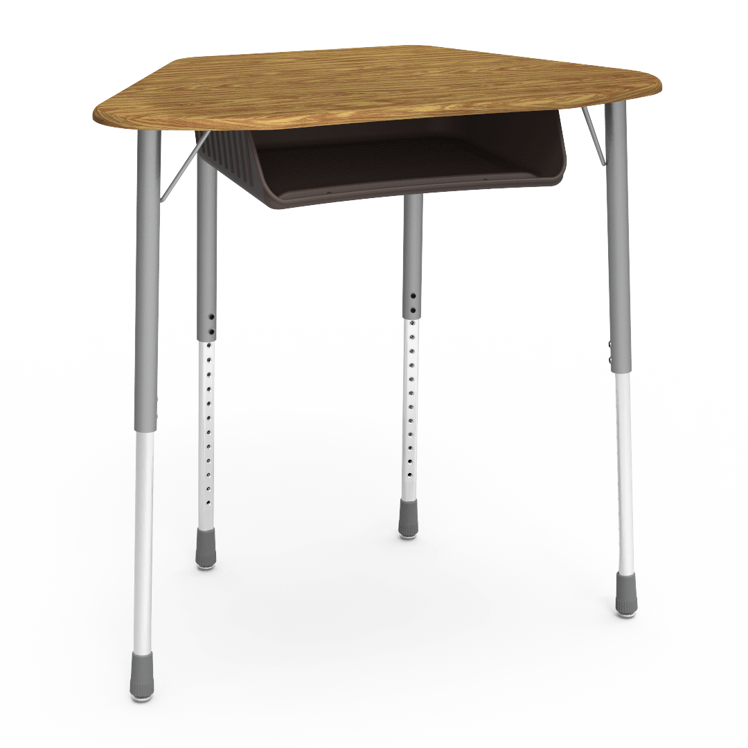 Virco ZUMA Series Hexagon Desk with Book Box 33"W x 21"D x 22"-34"H (DESK-ZHEXBOXM)
