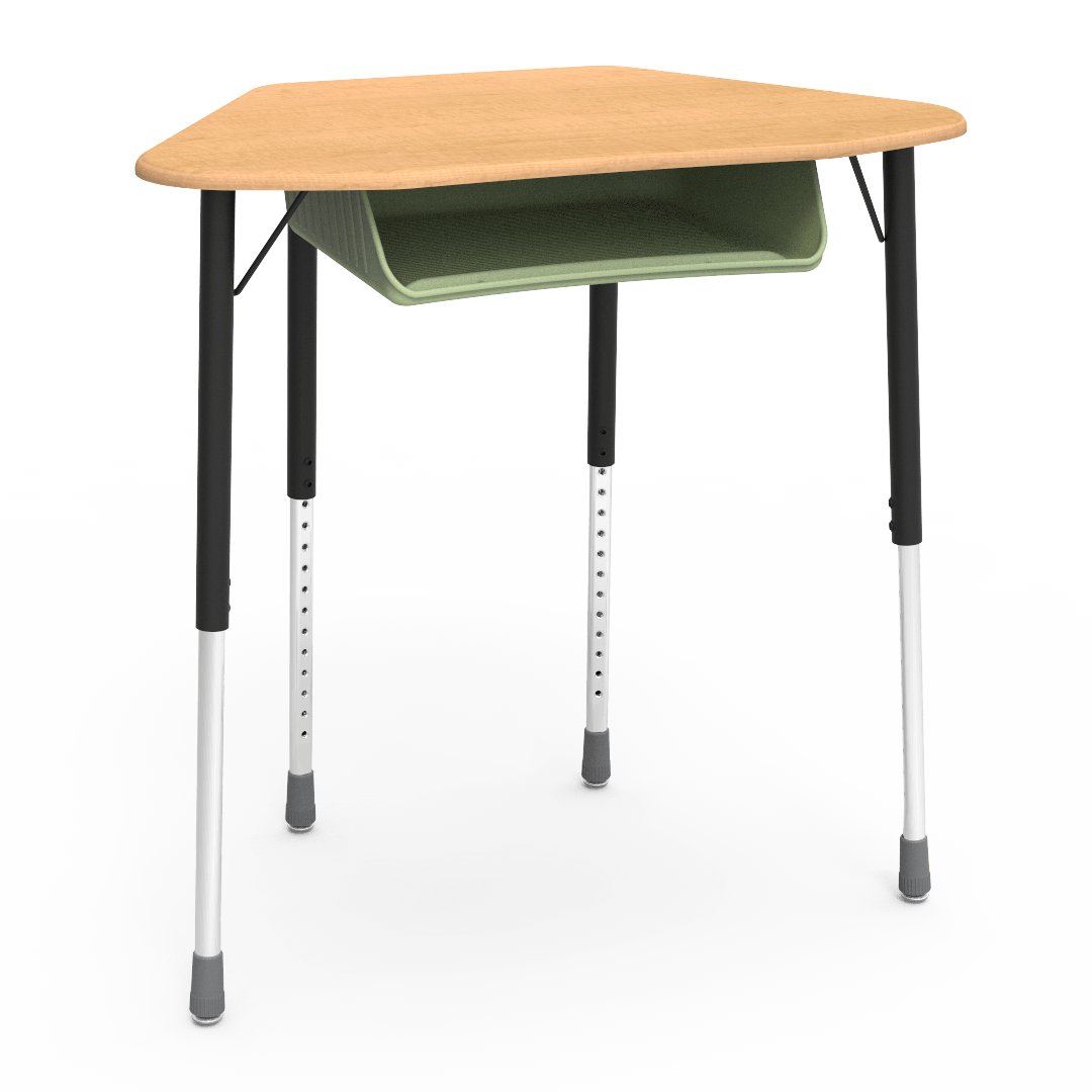 Virco ZUMA Series Hexagon Desk with Book Box 33"W x 21"D x 22"-34"H (DESK-ZHEXBOXM)