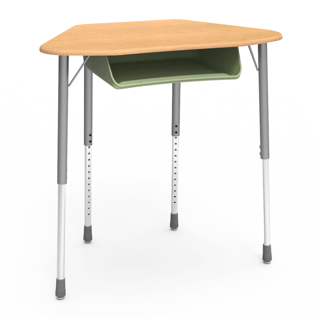 Virco ZUMA Series Hexagon Desk with Book Box 33"W x 21"D x 22"-34"H (DESK-ZHEXBOXM)