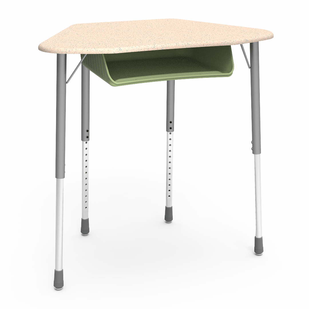 Virco ZUMA Series Hexagon Desk with Book Box 33"W x 21"D x 22"-34"H (DESK-ZHEXBOXM)