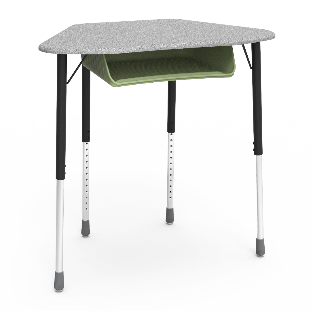 Virco ZUMA Series Hexagon Desk with Book Box 33"W x 21"D x 22"-34"H (DESK-ZHEXBOXM)