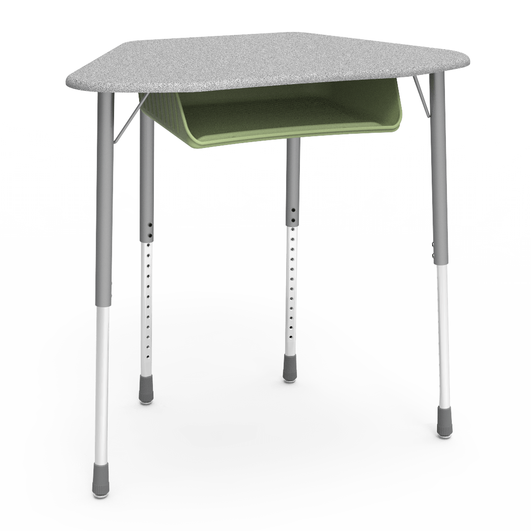 Virco ZUMA Series Hexagon Desk with Book Box 33"W x 21"D x 22"-34"H (DESK-ZHEXBOXM)