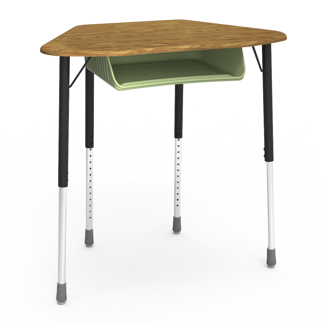 Virco ZUMA Series Hexagon Desk with Book Box 33"W x 21"D x 22"-34"H (DESK-ZHEXBOXM)