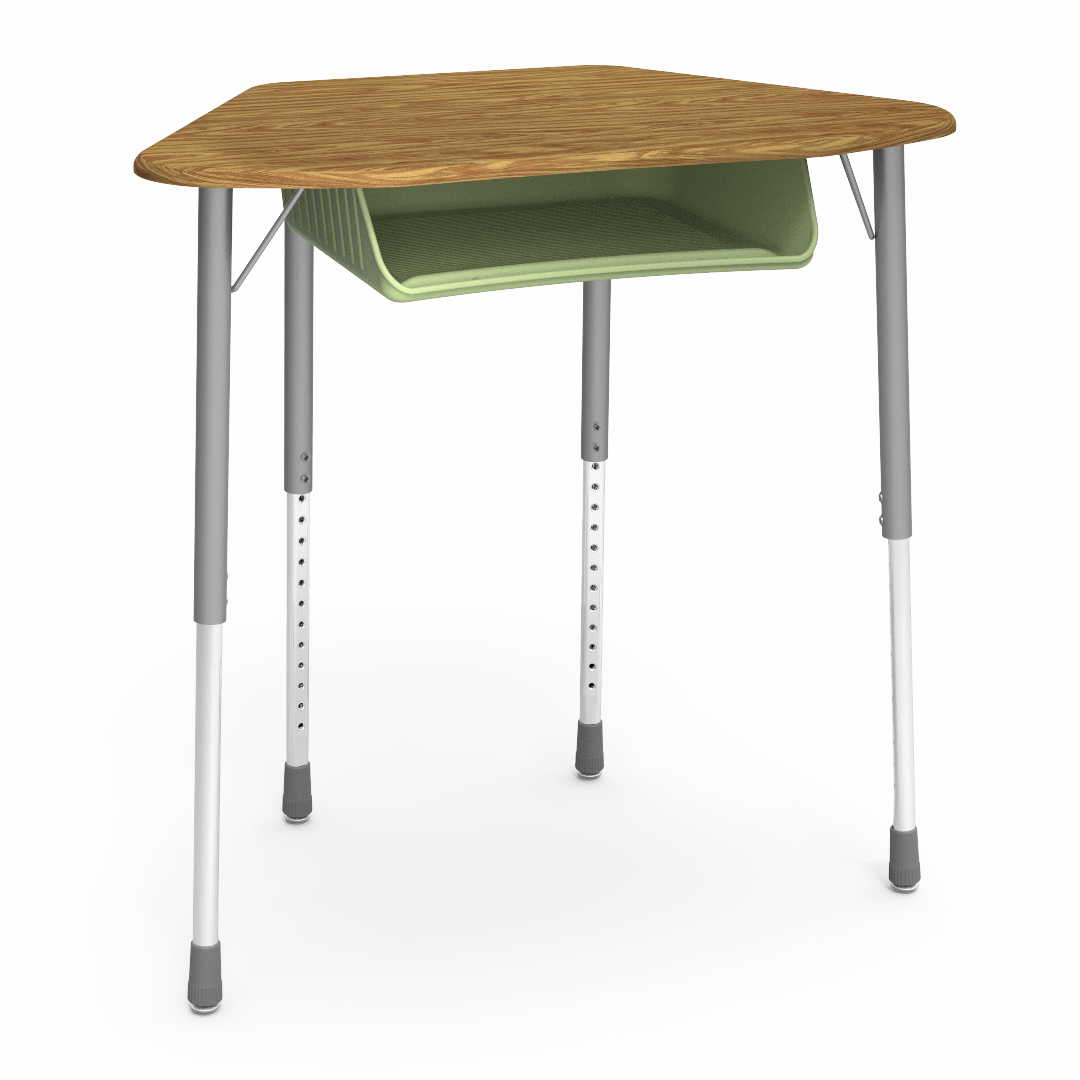 Virco ZUMA Series Hexagon Desk with Book Box 33"W x 21"D x 22"-34"H (DESK-ZHEXBOXM)
