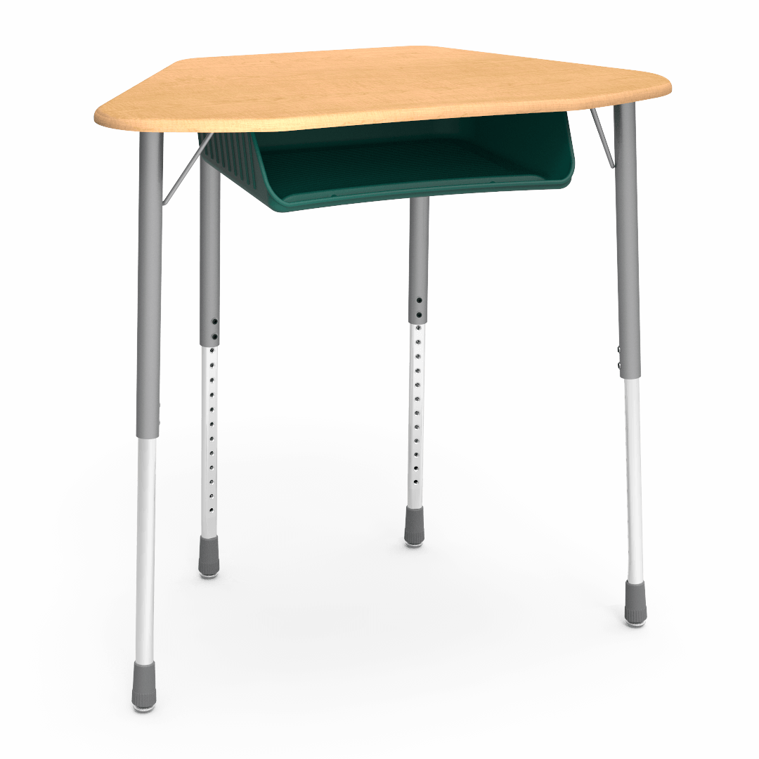 Virco ZUMA Series Hexagon Desk with Book Box 33"W x 21"D x 22"-34"H (DESK-ZHEXBOXM)