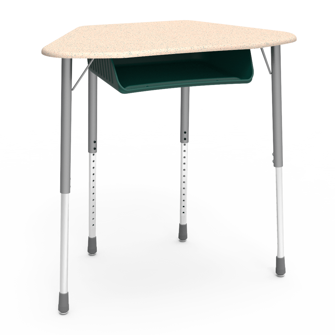 Virco ZUMA Series Hexagon Desk with Book Box 33"W x 21"D x 22"-34"H (DESK-ZHEXBOXM)