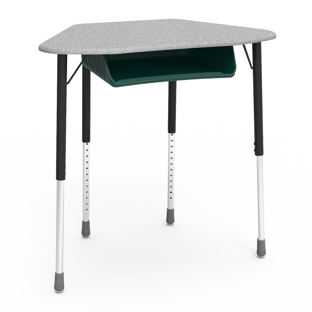 Virco ZUMA Series Hexagon Desk with Book Box 33"W x 21"D x 22"-34"H (DESK-ZHEXBOXM)