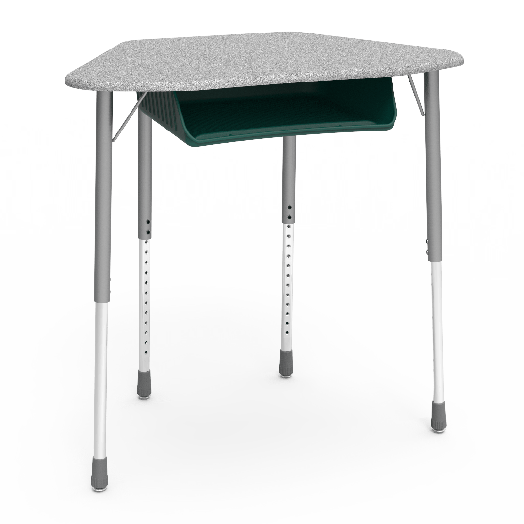Virco ZUMA Series Hexagon Desk with Book Box 33"W x 21"D x 22"-34"H (DESK-ZHEXBOXM)