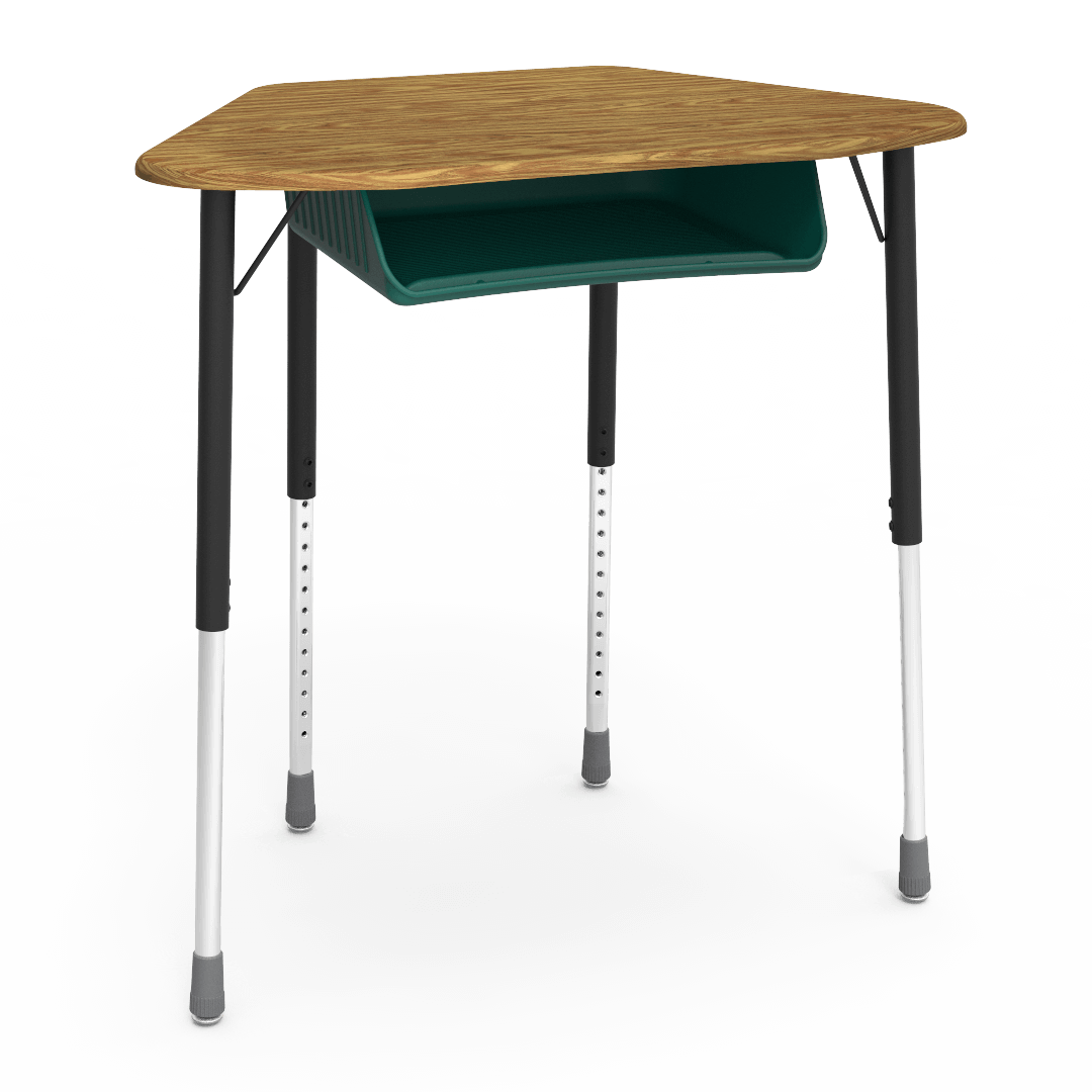 Virco ZUMA Series Hexagon Desk with Book Box 33"W x 21"D x 22"-34"H (DESK-ZHEXBOXM)
