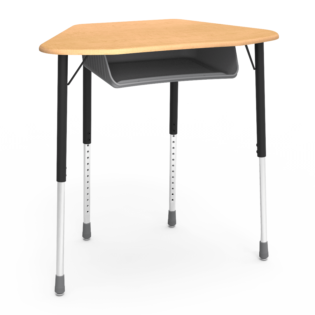 Virco ZUMA Series Hexagon Desk with Book Box 33"W x 21"D x 22"-34"H (DESK-ZHEXBOXM)