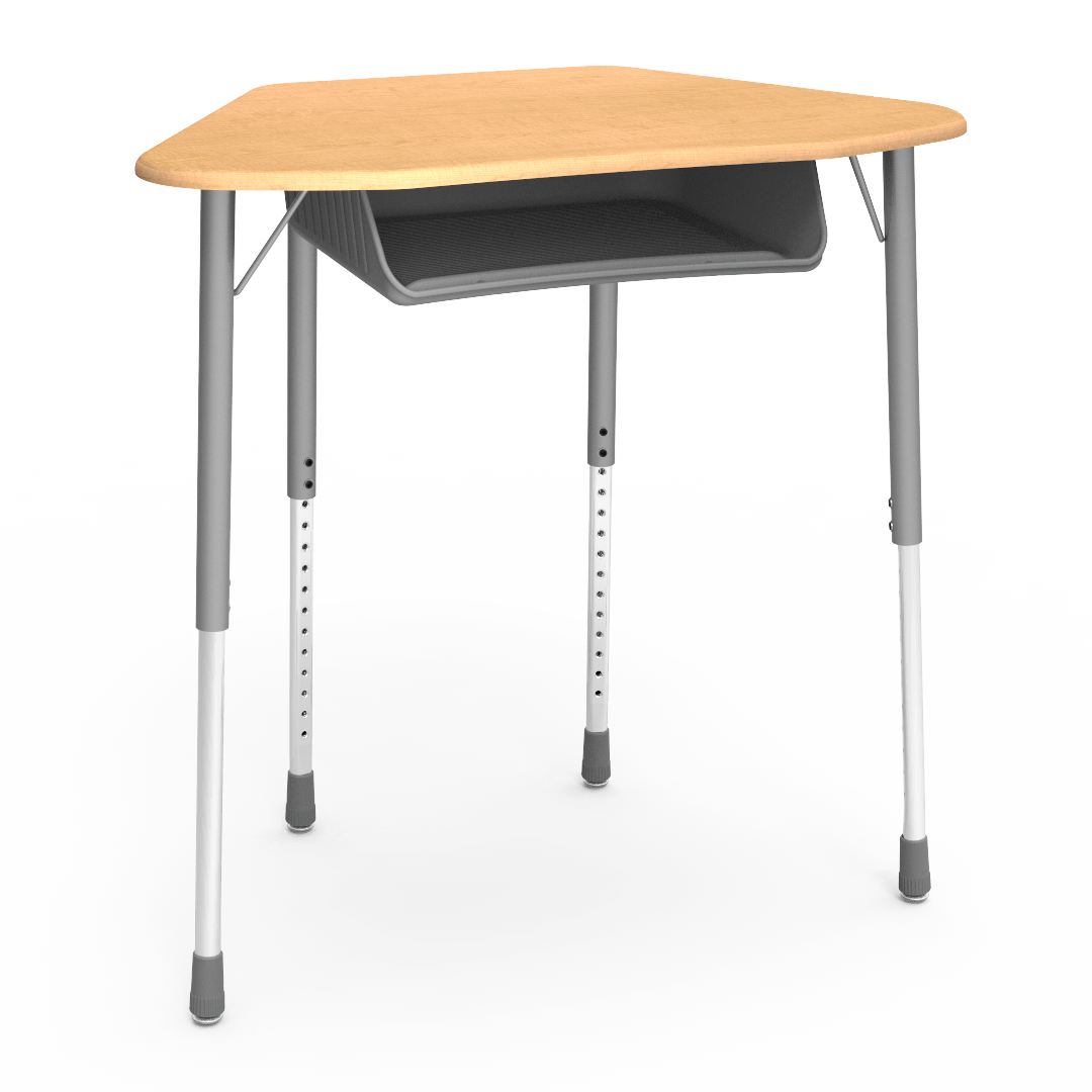 Virco ZUMA Series Hexagon Desk with Book Box 33"W x 21"D x 22"-34"H (DESK-ZHEXBOXM)