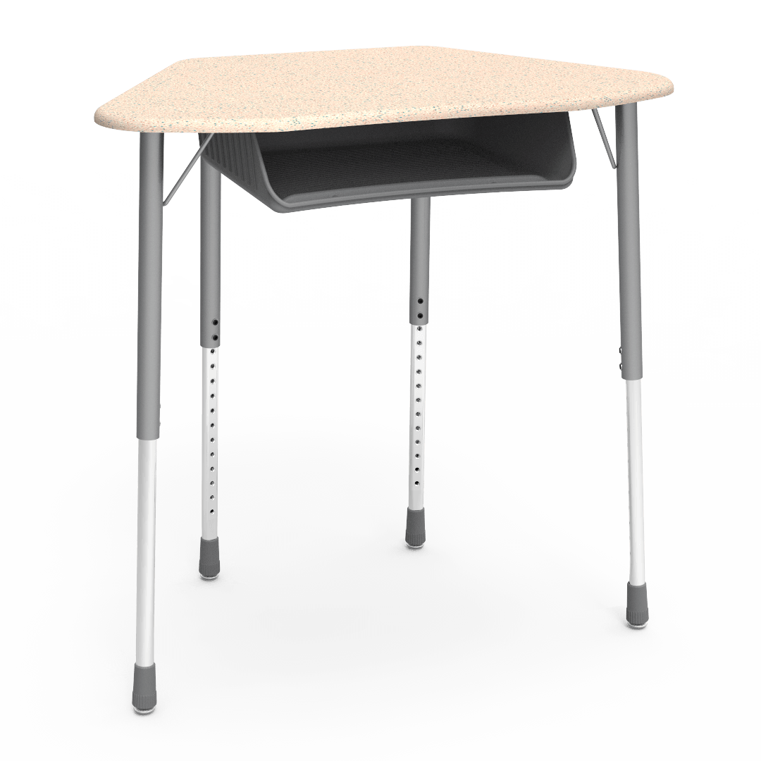 Virco ZUMA Series Hexagon Desk with Book Box 33"W x 21"D x 22"-34"H (DESK-ZHEXBOXM)