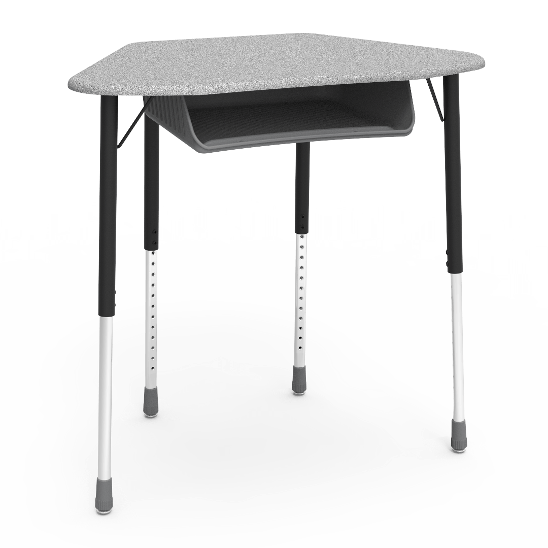 Virco ZUMA Series Hexagon Desk with Book Box 33"W x 21"D x 22"-34"H (DESK-ZHEXBOXM)