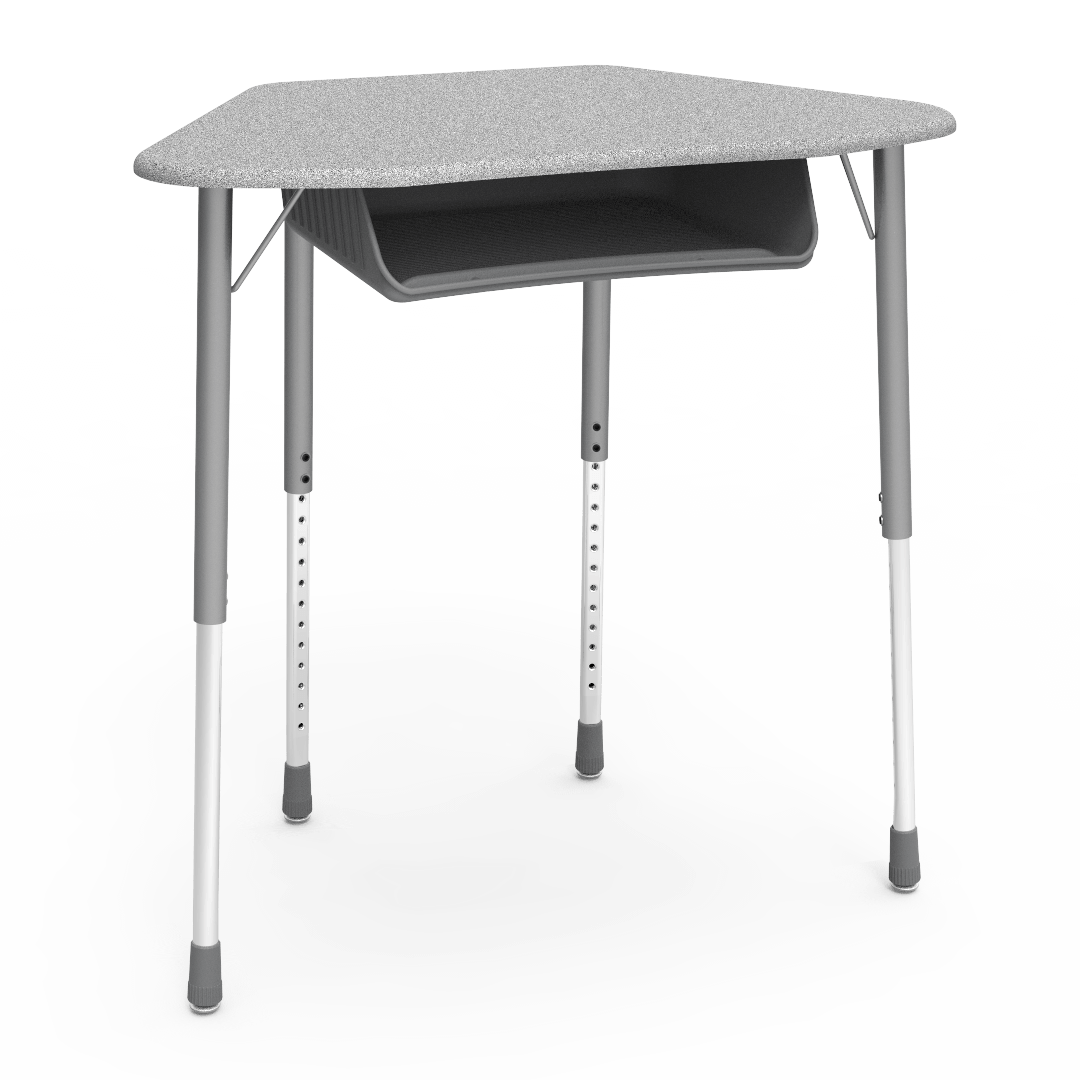Virco ZUMA Series Hexagon Desk with Book Box 33"W x 21"D x 22"-34"H (DESK-ZHEXBOXM)