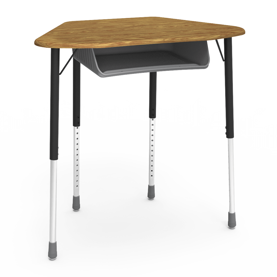 Virco ZUMA Series Hexagon Desk with Book Box 33"W x 21"D x 22"-34"H (DESK-ZHEXBOXM)