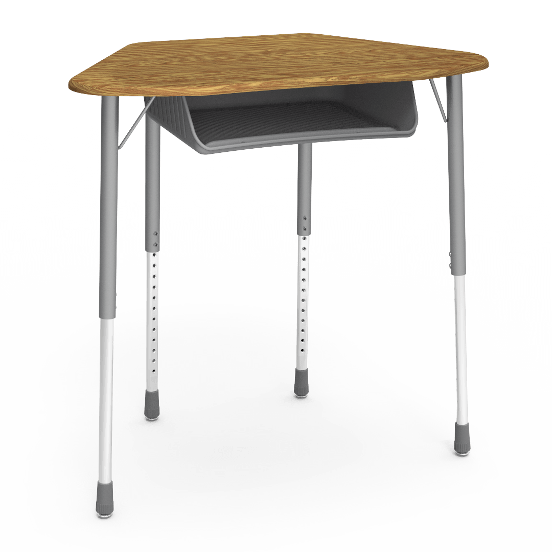 Virco ZUMA Series Hexagon Desk with Book Box 33"W x 21"D x 22"-34"H (DESK-ZHEXBOXM)