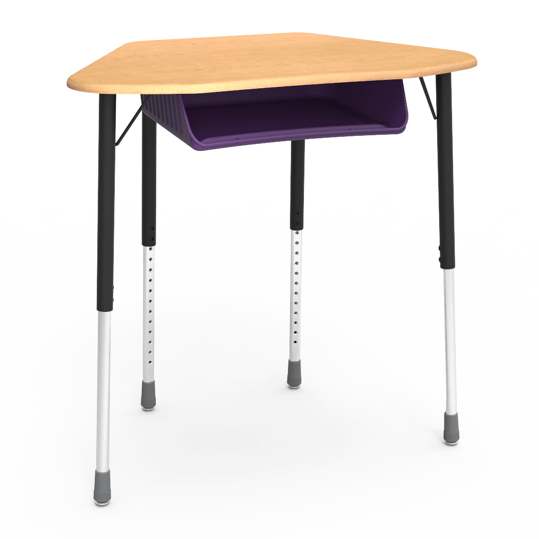 Virco ZUMA Series Hexagon Desk with Book Box 33"W x 21"D x 22"-34"H (DESK-ZHEXBOXM)