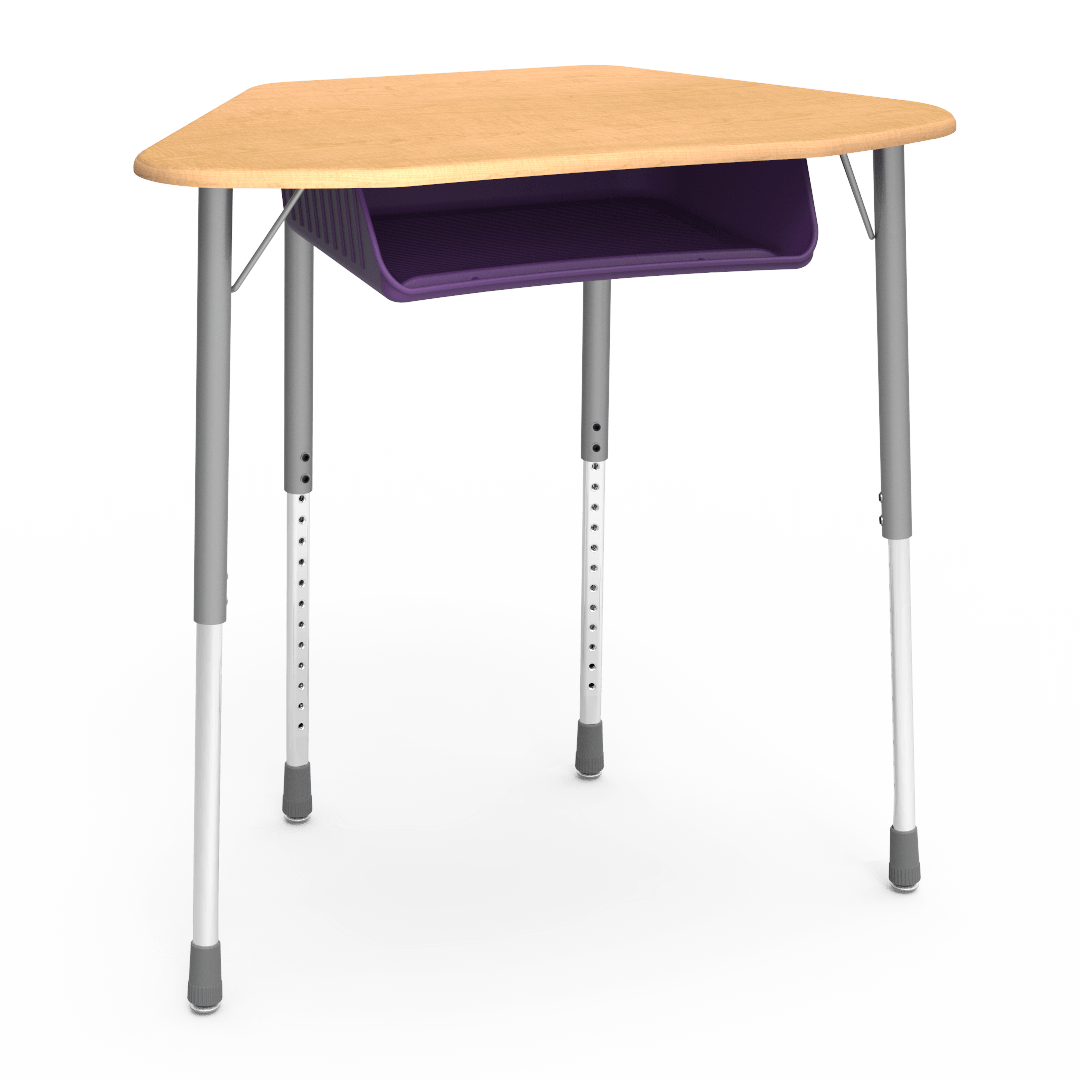 Virco ZUMA Series Hexagon Desk with Book Box 33"W x 21"D x 22"-34"H (DESK-ZHEXBOXM)