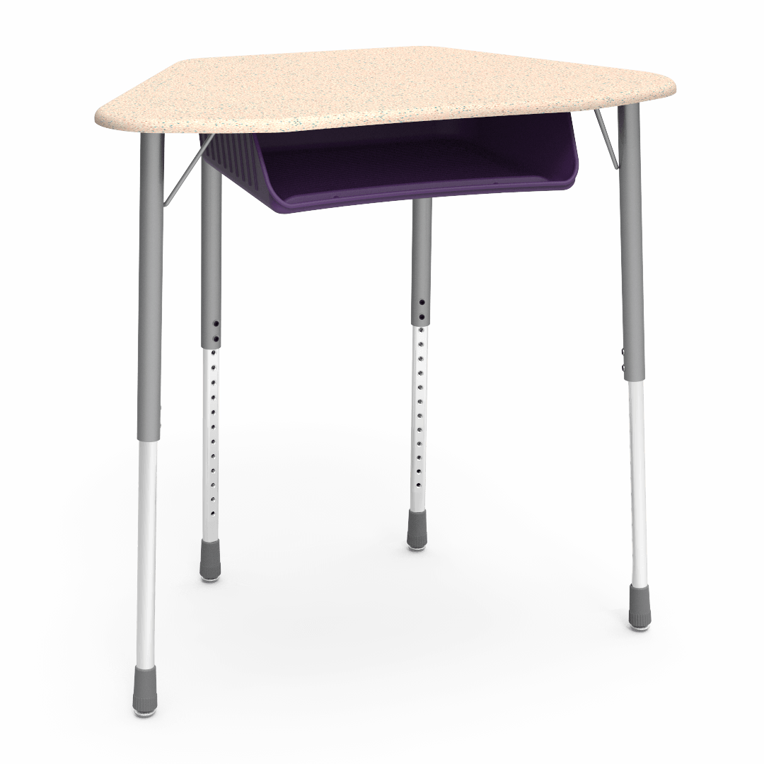 Virco ZUMA Series Hexagon Desk with Book Box 33"W x 21"D x 22"-34"H (DESK-ZHEXBOXM)