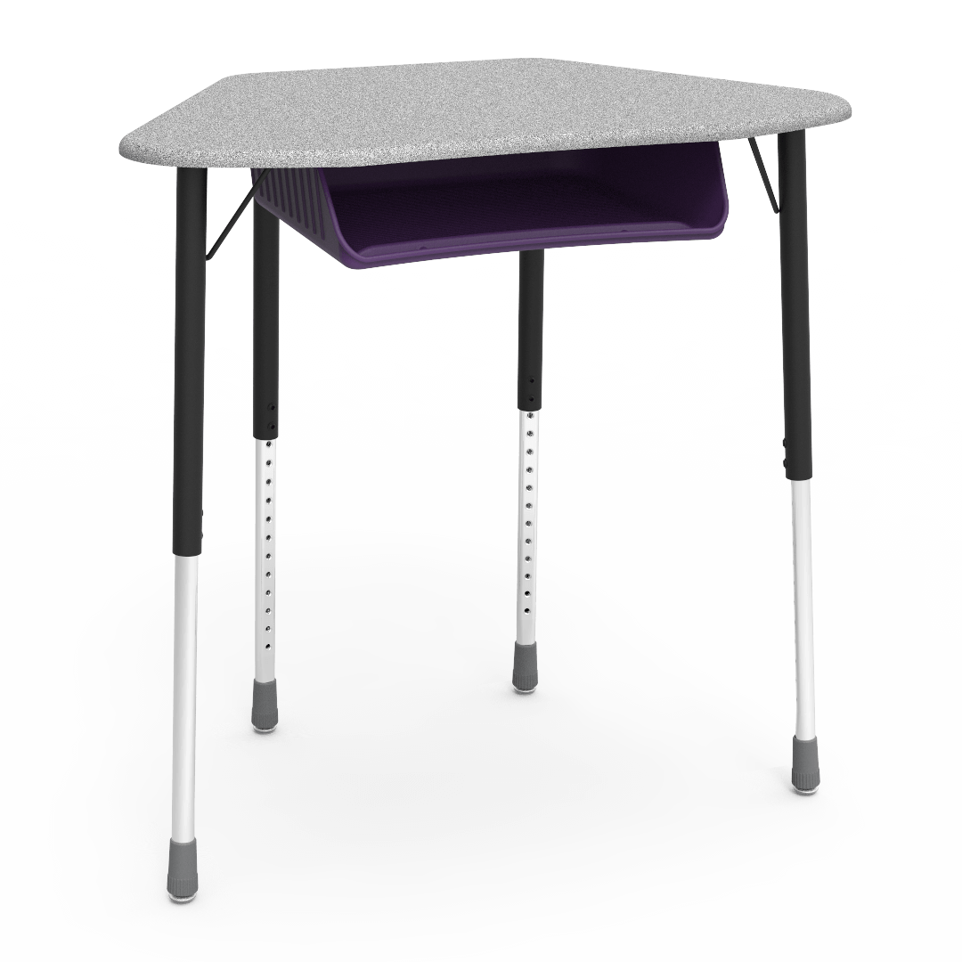 Virco ZUMA Series Hexagon Desk with Book Box 33"W x 21"D x 22"-34"H (DESK-ZHEXBOXM)