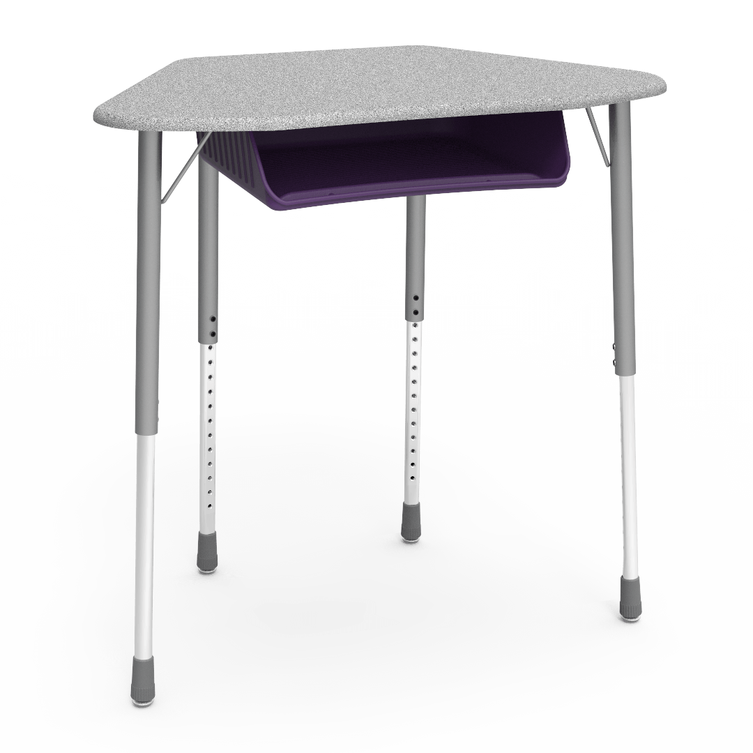 Virco ZUMA Series Hexagon Desk with Book Box 33"W x 21"D x 22"-34"H (DESK-ZHEXBOXM)
