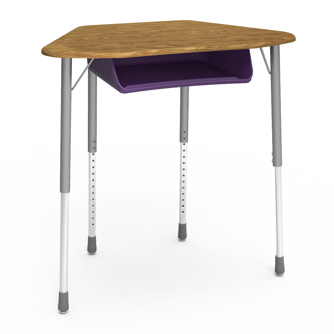 Virco ZUMA Series Hexagon Desk with Book Box 33"W x 21"D x 22"-34"H (DESK-ZHEXBOXM)