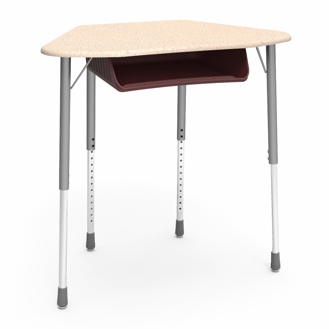 Virco ZUMA Series Hexagon Desk with Book Box 33"W x 21"D x 22"-34"H (DESK-ZHEXBOXM)