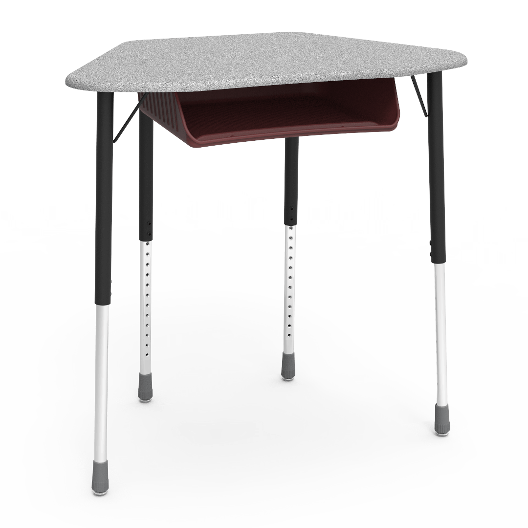 Virco ZUMA Series Hexagon Desk with Book Box 33"W x 21"D x 22"-34"H (DESK-ZHEXBOXM)