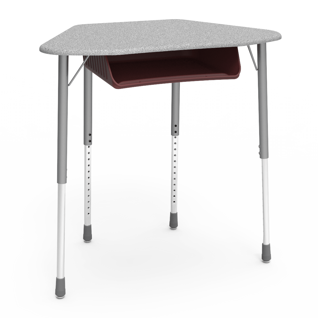 Virco ZUMA Series Hexagon Desk with Book Box 33"W x 21"D x 22"-34"H (DESK-ZHEXBOXM)
