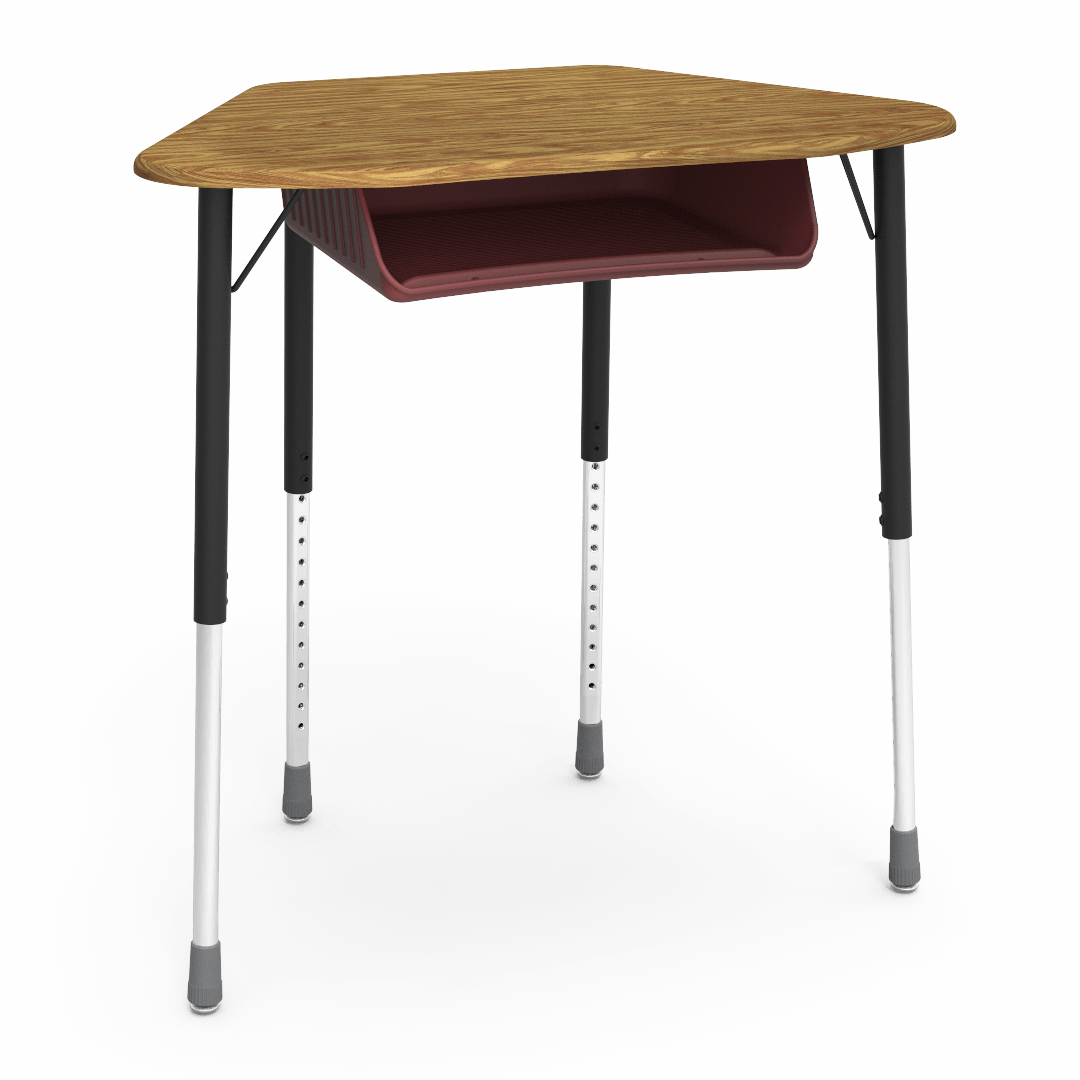 Virco ZUMA Series Hexagon Desk with Book Box 33"W x 21"D x 22"-34"H (DESK-ZHEXBOXM)